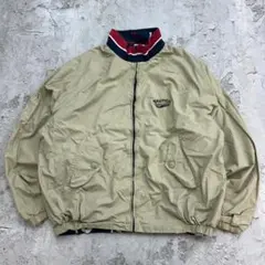 90s　ノーティカ　リバーシブルジャケット　スタンドカラー古着　カーキネイビー