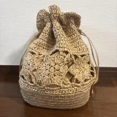 美品　カゴリュック　ベージュ