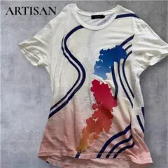 ARTISAN Tシャツ　リネン100% 麻　総柄　アート柄のサムネイル