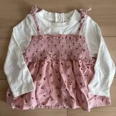 フリル付き花柄レイヤードTシャツ