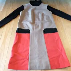 ワンピース ベージュ オレンジ色 毛100％