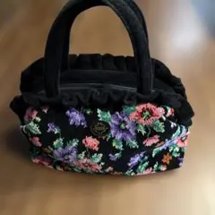 FEILER ハンドバッグ 花柄 フリル ブラックのサムネイル
