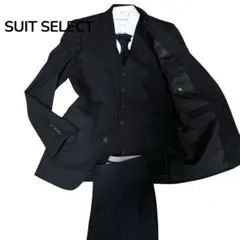 美品⭐︎スーツセレクト　セットアップ　スリーピース　黒　ストライプ　XL
