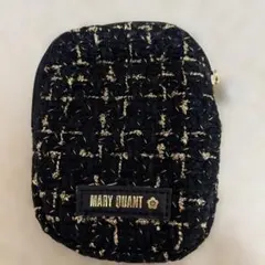 MARY QUANT ツイードポーチ 黒/金