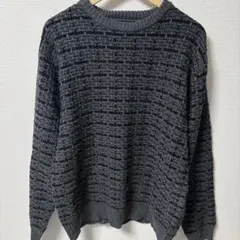 ダークグレー ストライプ ニットセーター