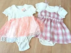 夏用　半袖ロンパース・カバーオール 2点セット(70.80)