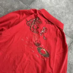 90s vintage バック刺繍 長袖ポロシャツ キャラクター レトロ 古着のサムネイル