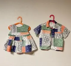 【BREEZE】おそろい.ペイズリー柄 ワンピース & シャツ 100【訳あり】