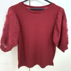 INGNI 半袖 レース トップス ワインレッド Mサイズ