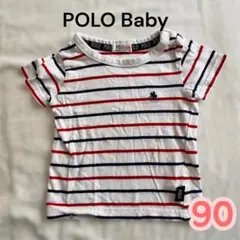POLO Baby ボーダー半袖Tシャツ 90cm ホワイト×ネイビー×レッドのサムネイル
