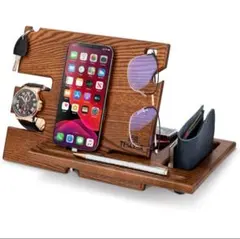 (155)☺TESLYAR 木製 ドッキングステーション ウォレットスタンド