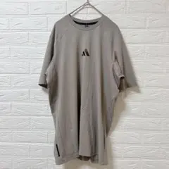 【美品】アディダス スポーツウェア メッシュ切替 Tシャツ（グレージュ） L