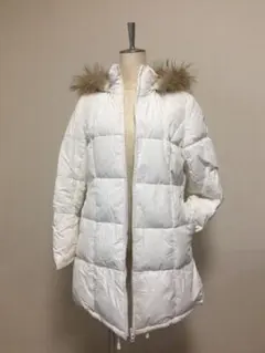 春も着れる ダウンコート 白 リアルファー取り外し可