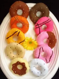 フェルト ドーナツ 10個セット チョコレートトッピング ⑧