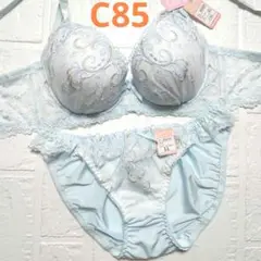 【新品未使用】格安！ブラショーツセット C85 10559 ブルー 脇高 綺麗