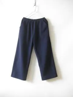 +5cm丈 起毛ソフトウールネイビーイージーパンツ