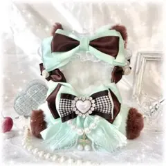 【ぬい服】おすわり　着ぐるみ　かわいい　チョコミント　ねこ　10〜13cm