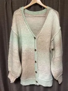 Kastane グラデーション ニットカーディガン ミント ベージュ フリー