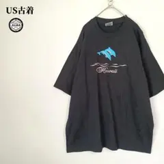 US古着　Tシャツ　USA直輸入　イルカ　ドルフィン　刺繍　黒　ブラック　XL