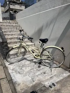 ホワイト♧シティサイクル 前カゴ・リアキャリア付き◇オートランプ