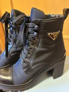 PRADA ナイロン レースアップブーツ ブラック - メルカリ