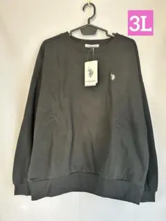 U.S.POLO ASSN.裏起毛トレーナー　ワンポイントトレーナー　黒　3L