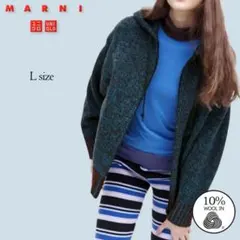 マルシィ　ニット風ロゴプリントパーカー　ネイビー　Lサイズ マルシィ ニット風ロゴプリントパーカー ネイビー Lサイズ - メルカリ