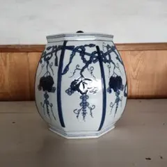皆具　『染付ぶどう棚絵』　茶道具 八角形　水差し