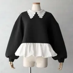 Bebeod 新作　襟付きドッキングペプラムプルオーバー