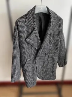 ZOO CARAT チェック柄ダブルブレストコート