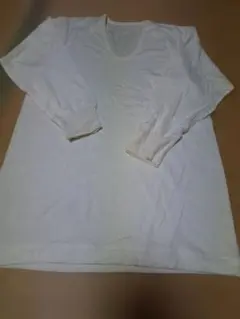 GUNZEオフホワイト Vネック 長袖 綿ウールシャツLサイズ