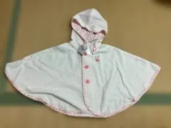 MIKI HOUSE フード付きベビーポンチョ ホワイト FREE