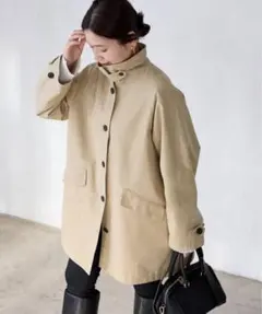 新品JOURNAL STANDARD コットンステンカラーミディコート ベージュ