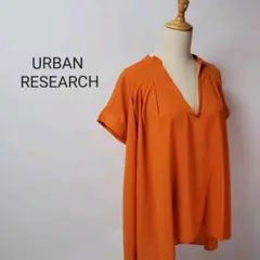 S212アーバンリサーチ半袖スキッパーシャツブラウスチュニックオレンジ無地春夏秋