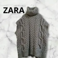 【美品】ザラ ZARA グレー ケーブルニット ノースリーブ