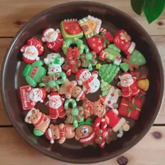 【お値下しました】断捨離☆とりまぜデコパーツ クリスマスつやつやⒷ