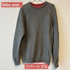 Niko and… リバーシブル ニット セーター グレー ボルドー
