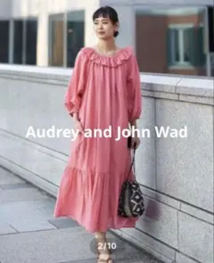 Audrey and John Wadインドコットン フリル ネック ワンピース
