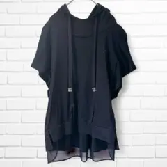 【 Grand Table 】 フード付き半袖トップス　ブラック