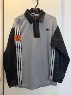 希少・日本製adidas オリジナルス 異素材切替 ハーフジップ トップス L
