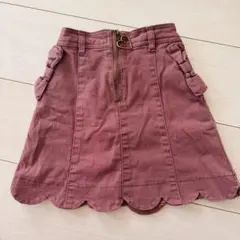 ピンク スカラップヘムスカート ハートジッパー