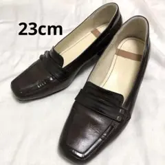 【リーガル】スクエア　ブラウン　パンプス　23cm ヒール　レザー　日本製