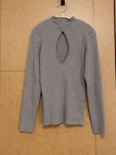 CELFORDブラウン リブ編み バックオープン 薄手長袖ニット Mサイズ38