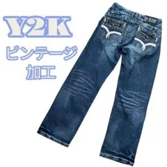 Y2K デニム ジーンズ ギミック ビンテージ加工 Y2Kデニム