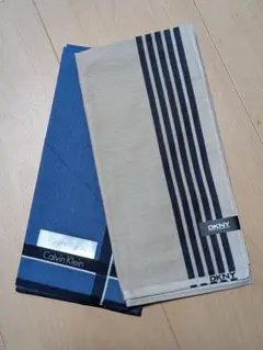 Calvin Klein & DKNY ストライプハンカチ 2枚セット