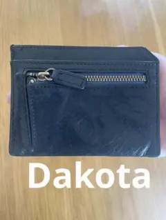 Dakota 黒レザーコインケース ジッパーポケット付き