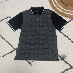 超美品！　COACH コーチ シグネチャー柄 ポロシャツ 黒 メンズ M