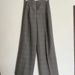 GU タックワイドパンツチェック柄
