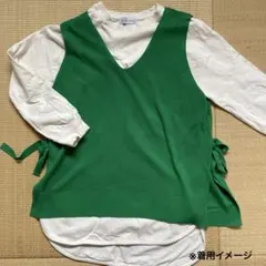 DRESKIP ニットベスト ベスト 薄手 重ね着 グリーン トップス 美品