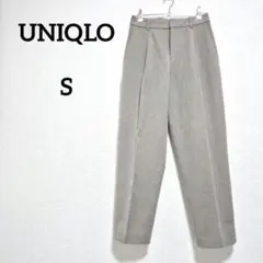 ユニクロ【ヒートテック】タックワイドパンツ 秋冬ズボン 通勤オフィス ベージュS